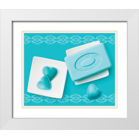 CÅ“urs de savons II White Modern Wood Framed Art Print with Double Matting by Sultan, Galith