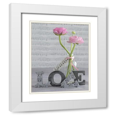 Composition florale - Love White Modern Wood Framed Art Print with Double Matting by Chatelain, Sonia