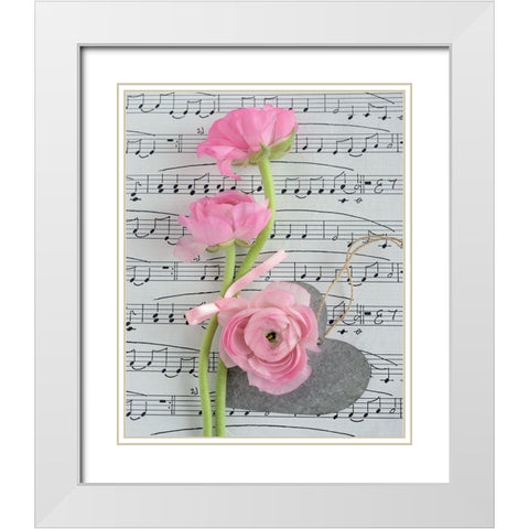 Composition florale - Coupe White Modern Wood Framed Art Print with Double Matting by Chatelain, Sonia