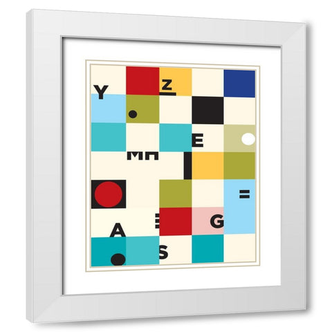 Constructivisme White Modern Wood Framed Art Print with Double Matting by Braun Studio