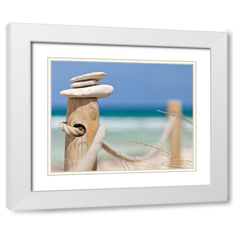 Plage 10 White Modern Wood Framed Art Print with Double Matting by Braun Studio