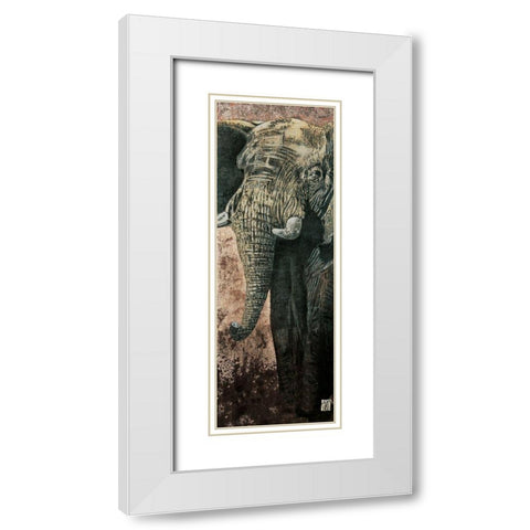 Carnets dAfrique, lelephant White Modern Wood Framed Art Print with Double Matting by Arietti, Fabienne