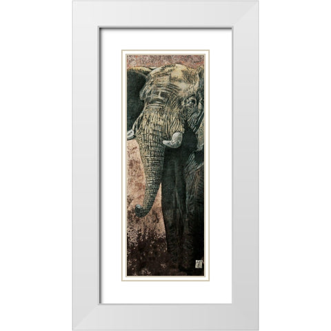 Carnets dAfrique, lelephant White Modern Wood Framed Art Print with Double Matting by Arietti, Fabienne