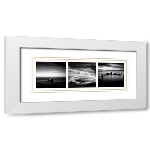 Rochers White Modern Wood Framed Art Print with Double Matting by Poli, Jean-Philippe