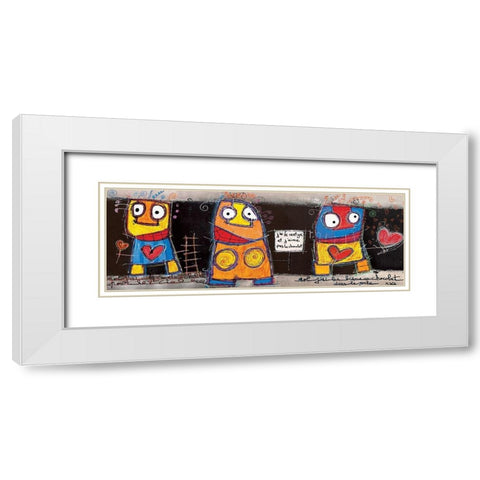 Jaime pas le chocolat White Modern Wood Framed Art Print with Double Matting by Mika