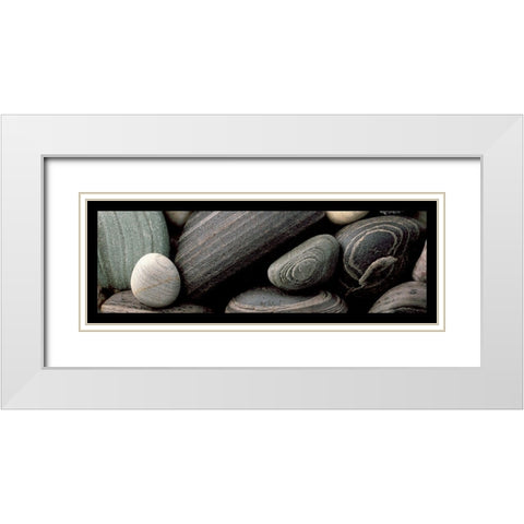 Galets noirs I White Modern Wood Framed Art Print with Double Matting by Pinsard, Laurent