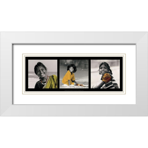 Sourires feminins White Modern Wood Framed Art Print with Double Matting by Callu, Frederique