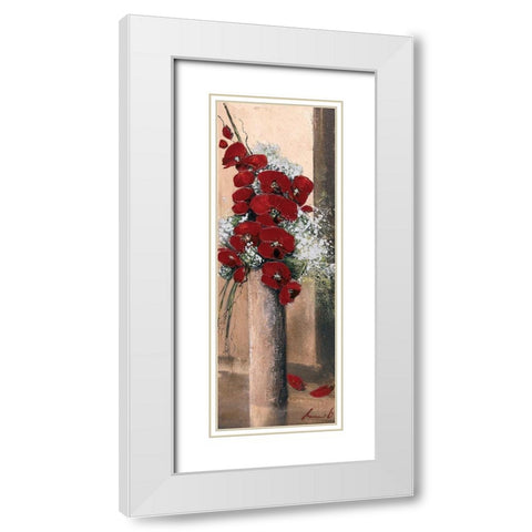 Bouquet dorchideÂ´es rouges I White Modern Wood Framed Art Print with Double Matting by Tramoni, Oliver