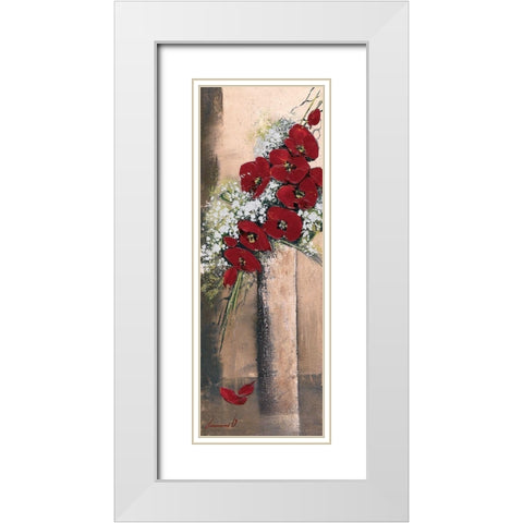 Bouquet dorchideÂ´es rouges II White Modern Wood Framed Art Print with Double Matting by Tramoni, Oliver