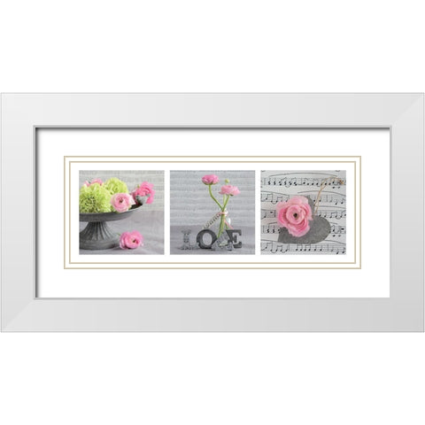 Composition florale White Modern Wood Framed Art Print with Double Matting by Chatelain, Sonia