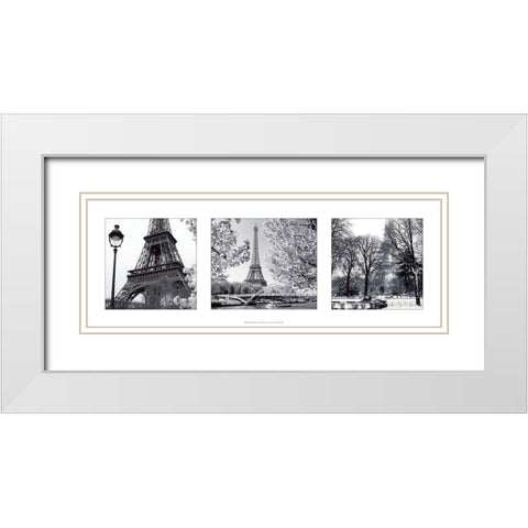 Paris Floral White Modern Wood Framed Art Print with Double Matting by Blonde Attitude