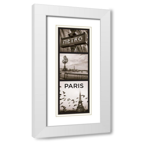 City Paris White Modern Wood Framed Art Print with Double Matting by Braun Studio