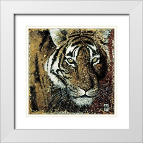 Portrait de tigre White Modern Wood Framed Art Print with Double Matting by Arietti, Fabienne