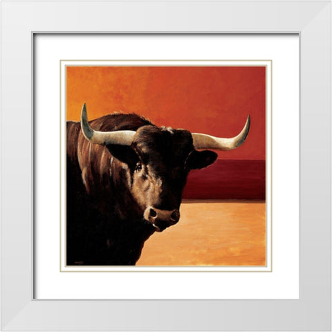 Ojo White Modern Wood Framed Art Print with Double Matting by Louis, Ch.