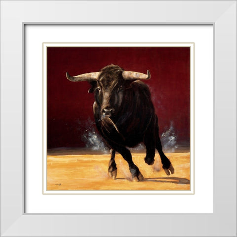 Embestida White Modern Wood Framed Art Print with Double Matting by Louis, Ch.