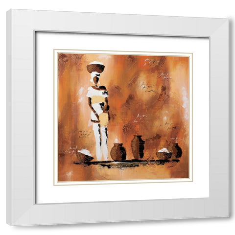 Maman et moi I White Modern Wood Framed Art Print with Double Matting by Johanna