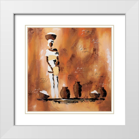 Maman et moi I White Modern Wood Framed Art Print with Double Matting by Johanna
