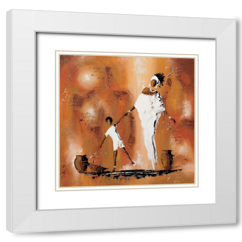 Maman et moi II White Modern Wood Framed Art Print with Double Matting by Johanna