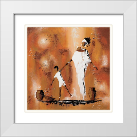 Maman et moi II White Modern Wood Framed Art Print with Double Matting by Johanna