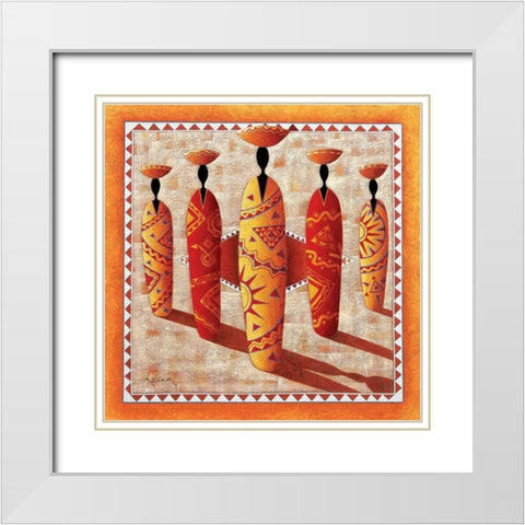 Ethnic Graphic I White Modern Wood Framed Art Print with Double Matting by Moga