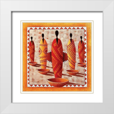 Ethnic Graphic II White Modern Wood Framed Art Print with Double Matting by Moga