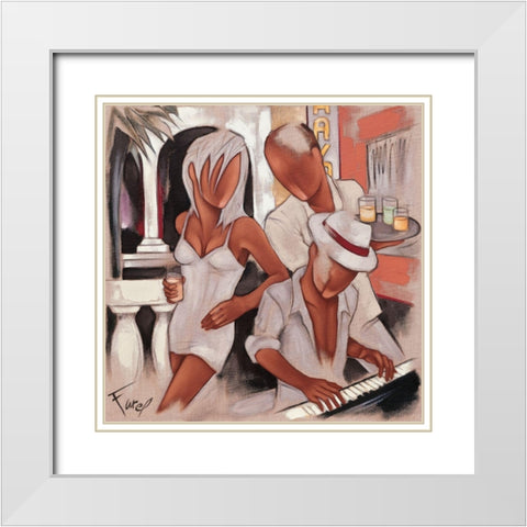 Havana Piano White Modern Wood Framed Art Print with Double Matting by Farel, Pierre