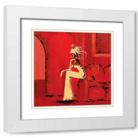 Au Salon II White Modern Wood Framed Art Print with Double Matting by Johanna