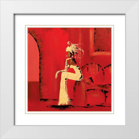 Au Salon II White Modern Wood Framed Art Print with Double Matting by Johanna