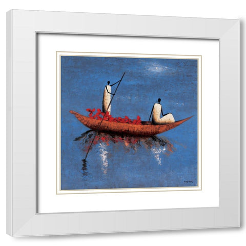 Eau calme White Modern Wood Framed Art Print with Double Matting by Rauscher, Michel