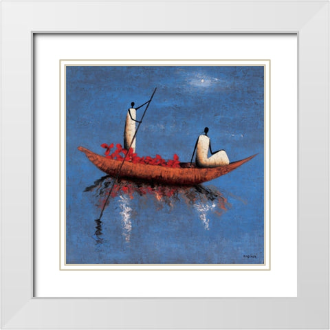 Eau calme White Modern Wood Framed Art Print with Double Matting by Rauscher, Michel
