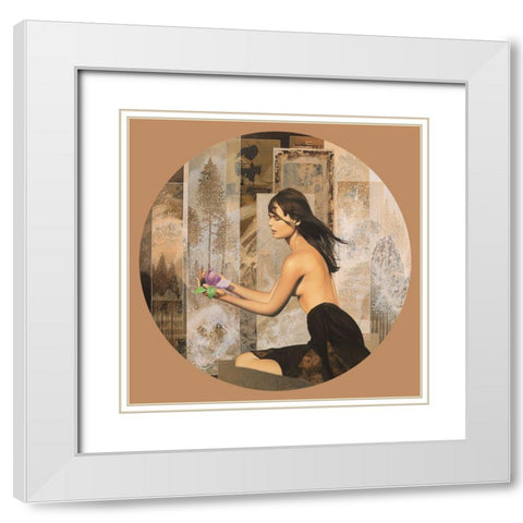 Magnolia White Modern Wood Framed Art Print with Double Matting by Graux, David