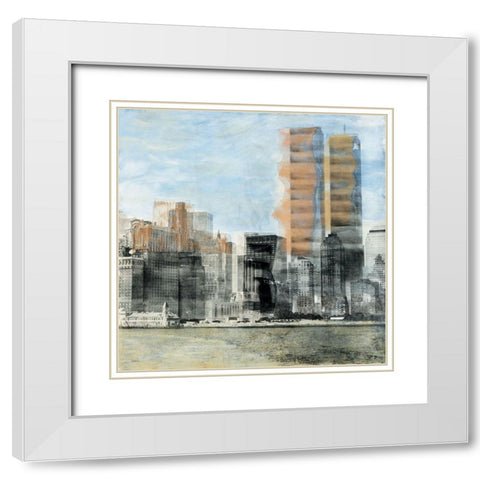 Twins New York White Modern Wood Framed Art Print with Double Matting by JMG
