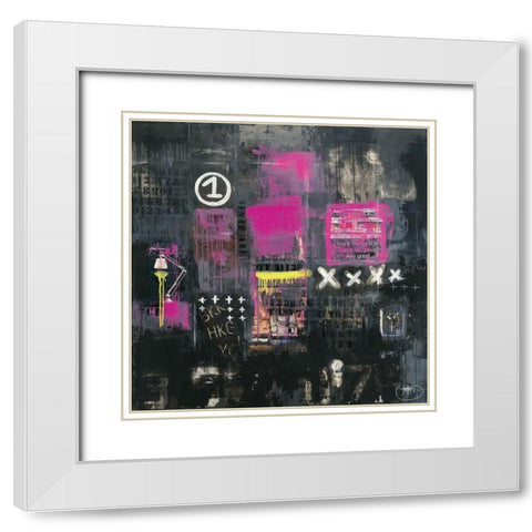 Initiales 91 White Modern Wood Framed Art Print with Double Matting by Trichet, Eric