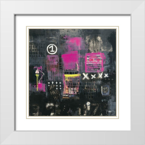 Initiales 91 White Modern Wood Framed Art Print with Double Matting by Trichet, Eric
