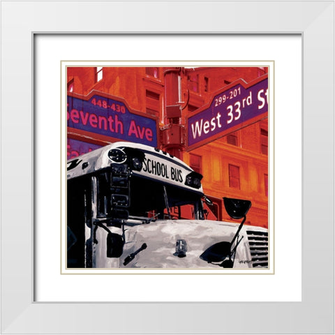 School Bus White Modern Wood Framed Art Print with Double Matting by Gachaga, Vincent