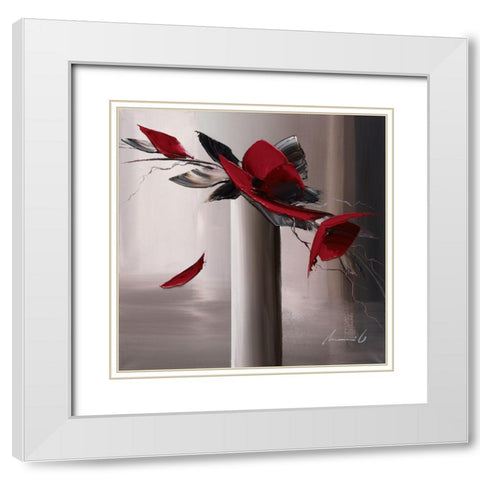 En rouge et gris I White Modern Wood Framed Art Print with Double Matting by Tramoni, Oliver