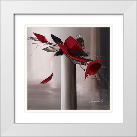 En rouge et gris I White Modern Wood Framed Art Print with Double Matting by Tramoni, Oliver
