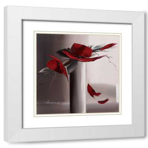 En rouge et gris II White Modern Wood Framed Art Print with Double Matting by Tramoni, Oliver