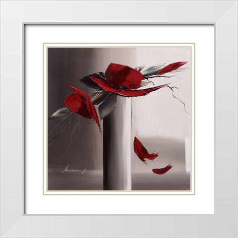 En rouge et gris II White Modern Wood Framed Art Print with Double Matting by Tramoni, Oliver