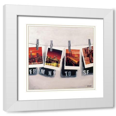 From NY to SF White Modern Wood Framed Art Print with Double Matting by Gachaga, Vincent