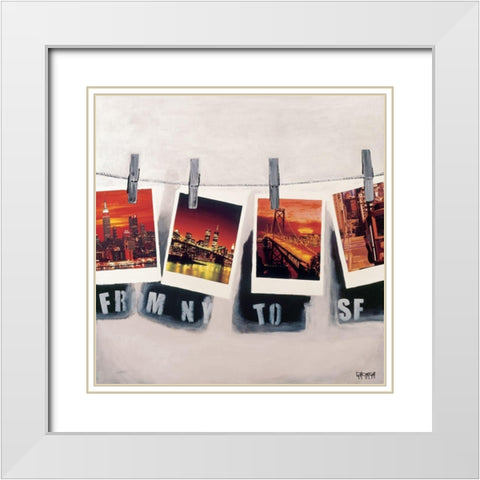 From NY to SF White Modern Wood Framed Art Print with Double Matting by Gachaga, Vincent