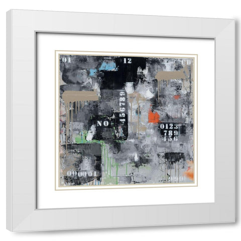 Initiales 129 White Modern Wood Framed Art Print with Double Matting by Trichet, Eric