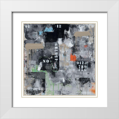 Initiales 129 White Modern Wood Framed Art Print with Double Matting by Trichet, Eric
