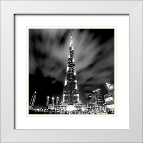 Burj Khalifa, Dubai White Modern Wood Framed Art Print with Double Matting by Stawiarz, Marcin