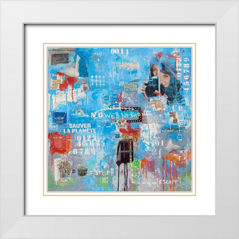 Initiale n 146 White Modern Wood Framed Art Print with Double Matting by Trichet, Eric