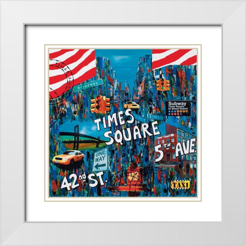 Times Square 5th avenue White Modern Wood Framed Art Print with Double Matting by Wozniak, Sophie