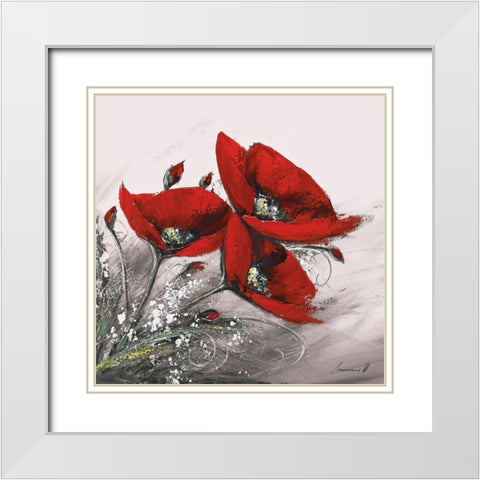 Bouquet de coquelicots I White Modern Wood Framed Art Print with Double Matting by Tramoni, Oliver