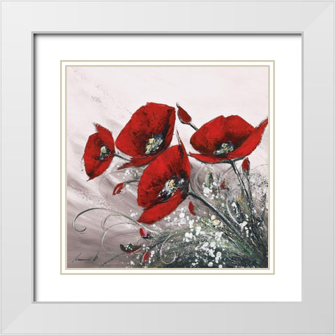 Bouquet de coquelicots II White Modern Wood Framed Art Print with Double Matting by Tramoni, Oliver