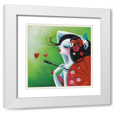 La risee fleurie White Modern Wood Framed Art Print with Double Matting by Sybile