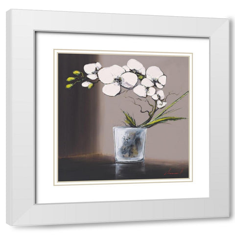 Volutes dorchide es blanches II White Modern Wood Framed Art Print with Double Matting by Tramoni, Oliver